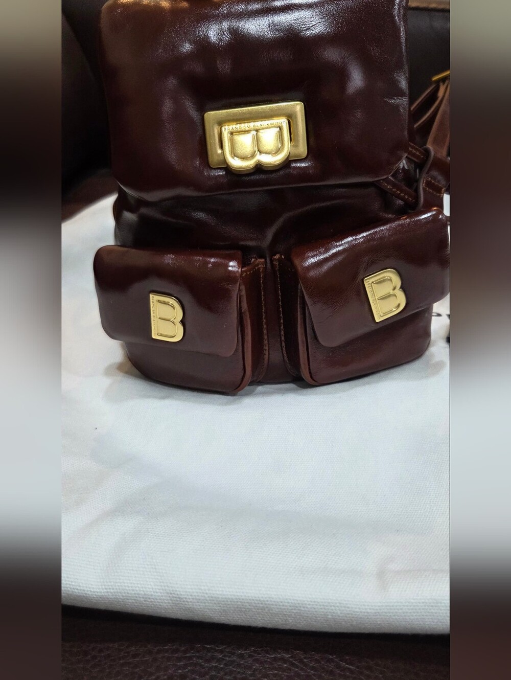 Brandon Blackwood Brown Leather (Small)Backpack with Gold Hardware - LIKE NEW
